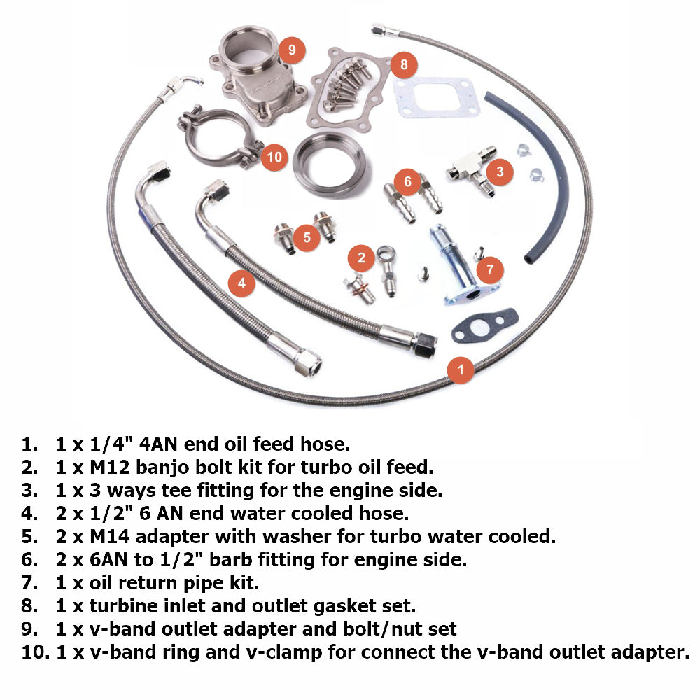 Kinugawa Turbo Ball Bearing 4" Anti-Surge TD05H-16K T3 RB20 RB25 6-Bolt with 3" V-Band Internal Wastegate