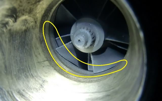 Diagram showing turbo shaft play measurement on a floating bearing turbocharger