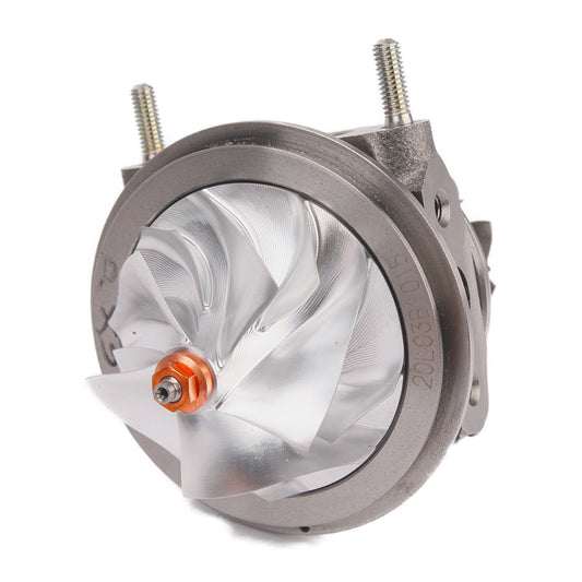Kinugawa turbo CHRA cartridge for Honda Civic Type R FK8 FL5 Stage 2, showing detailed view of turbocharger core.