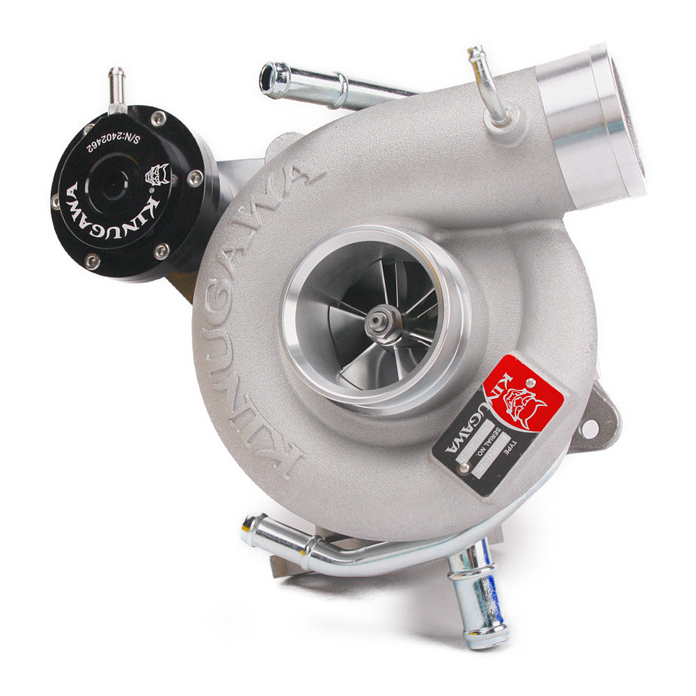 Kinugawa Turbo 2.25" TD05H-16G turbocharger for Subaru Impreza WRX STI and Forester XT, showing the turbo unit with branding.