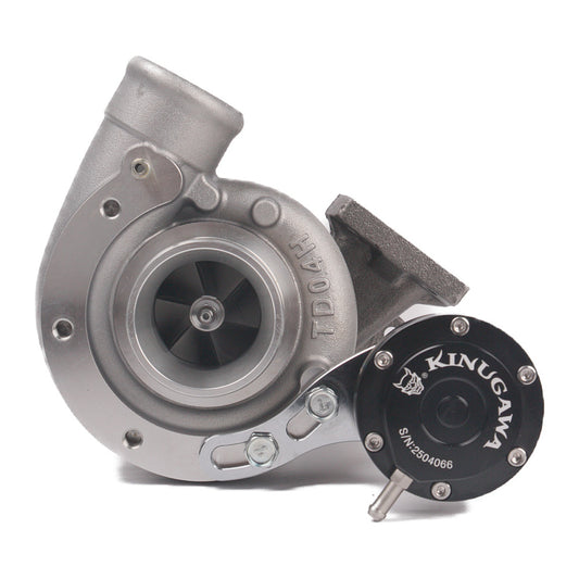 Kinugawa Turbo TD04L 13T 15T internal turbocharger for Toyota Hilux DTS, 3L 5L, 4-bolt T25, with conversion kit.