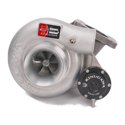 Kinugawa Turbo 3" TD05H-16G turbocharger for Toyota Land Cruiser 2H, HJ47, HJ60, HJ75 4.0L engine, with metallic finish.