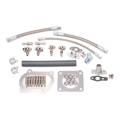 Kinugawa Turbo 3" TD05H-18K for Toyota Land Cruiser 1HD-T and 1HD-FTE, showing turbocharger components and installation kit.