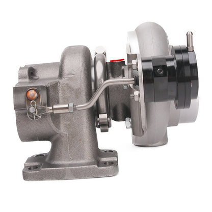 Kinugawa Turbo 4-inch Anti-Surge TD05H-16G 3-bolt turbocharger for Nissan Patrol TD42 with high mount oil cooling system.