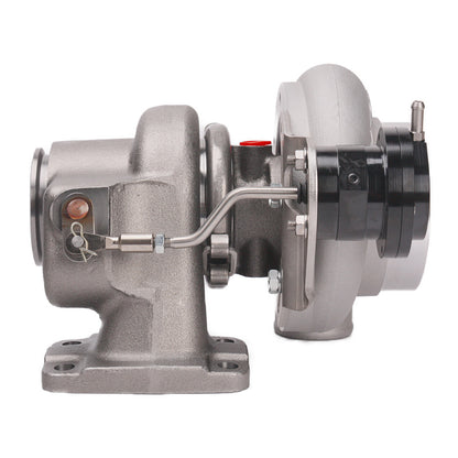 Kinugawa Turbo 4" Anti-Surge TD05H-16K V-Band for Nissan Patrol, top mount oil-cooled turbocharger with radius merge manifold