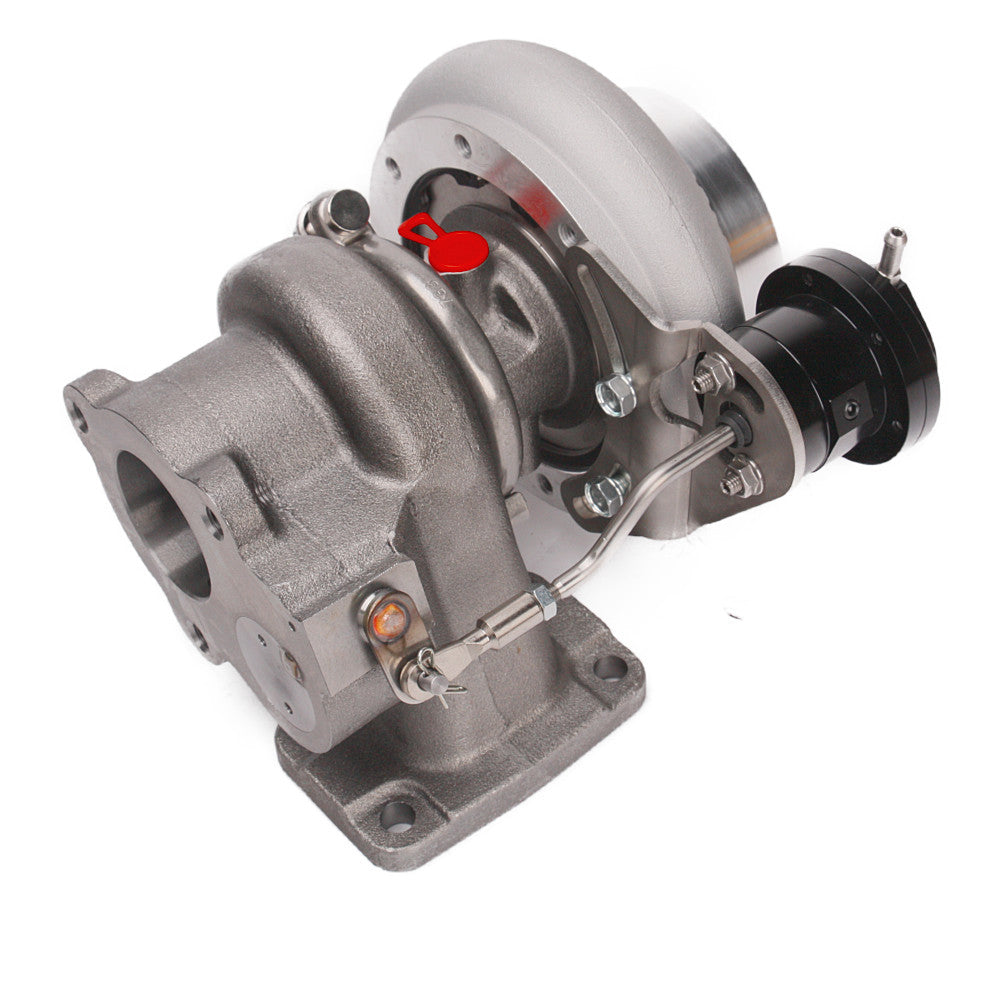 Kinugawa Turbo 4" Anti-Surge TD05H-20G 3-bolt turbocharger for Nissan Patrol TD42 with high mount oil cooling system.