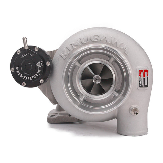 Kinugawa Turbocharger TD05H-20G anti-surge 4-inch V-band for Nissan Patrol with top mount oil cooling and radius merge manifold.