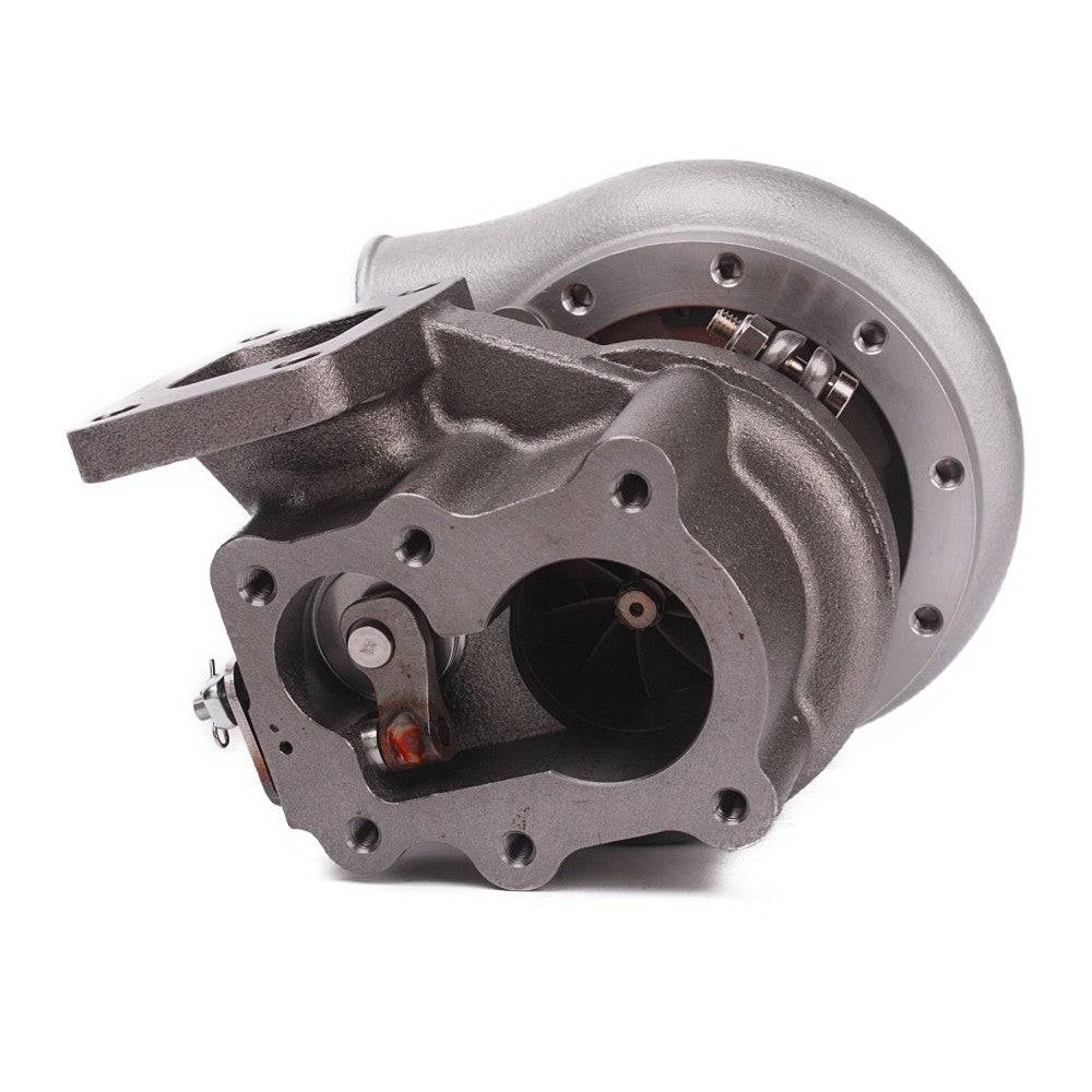 Kinugawa Turbo 4" Anti-Surge TD05H-20G bolt-on turbocharger for Nissan Patrol TD42, oil-cooled, low-mount design.
