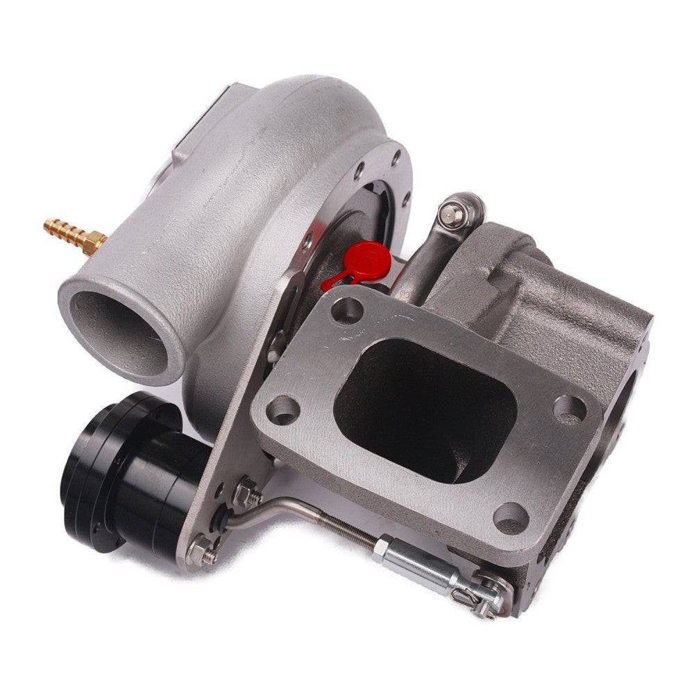 Kinugawa Turbo 4" Anti-Surge TD05H-20G bolt-on turbocharger for Nissan Patrol TD42, oil-cooled, low-mount design.