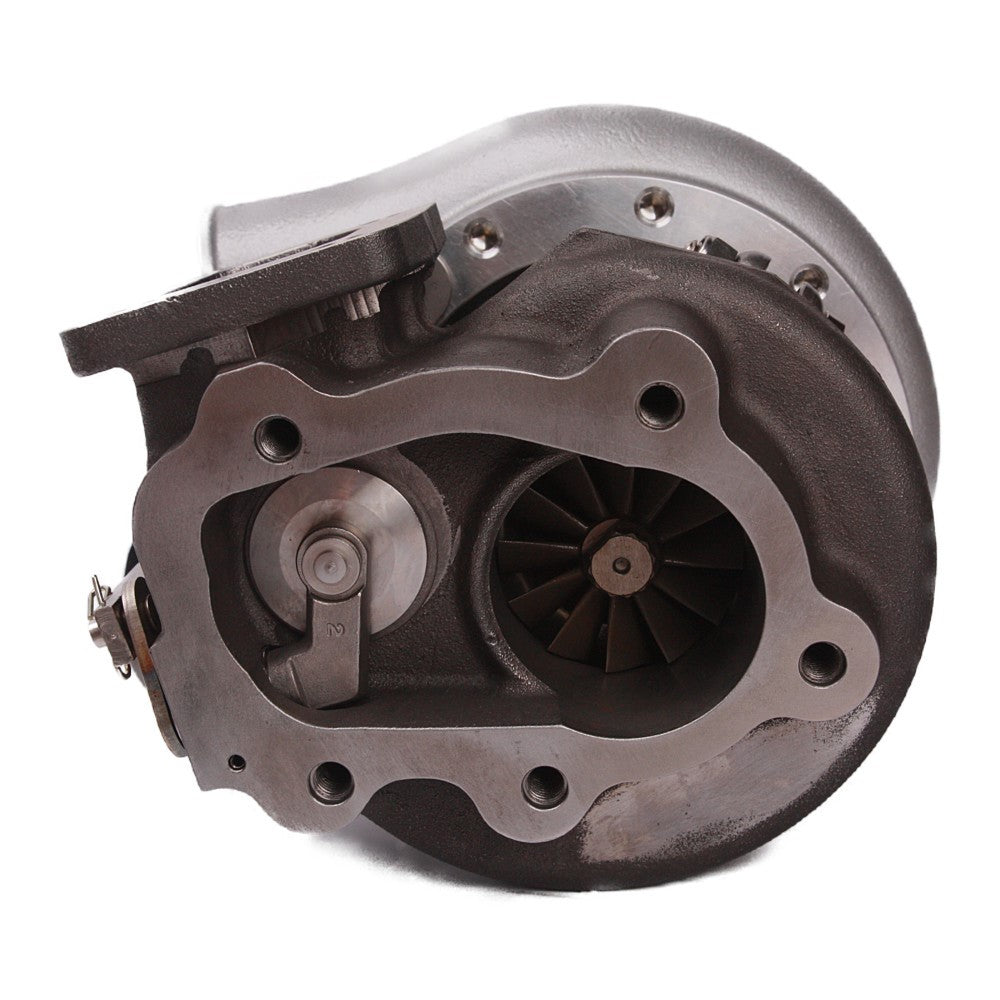 Kinugawa turbocharger with 3-inch TD06SL2-18G ball bearing, T25 T-bolt, V-band, and internal wastegate for high-performance engines.