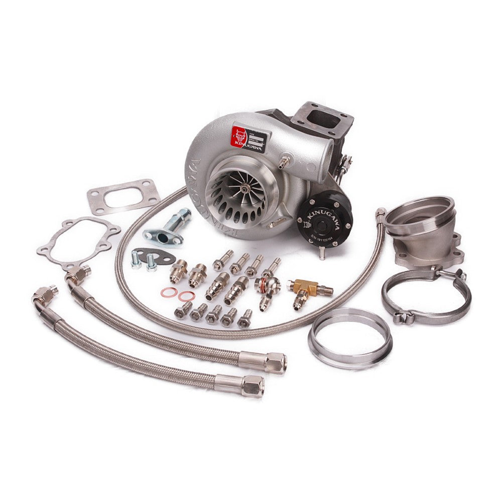 Kinugawa Turbo Ball Bearing 3" TD06SL2-18G T25 V-Band turbocharger with internal wastegate and 5-bolt connection.