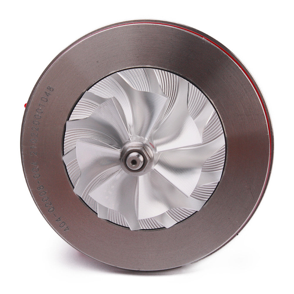 Kinugawa turbo CHRA cartridge for Mitsubishi 4G63T Lancer EVO 1-3, Galant VR-4, DSM Eagle, featuring ball bearing design.