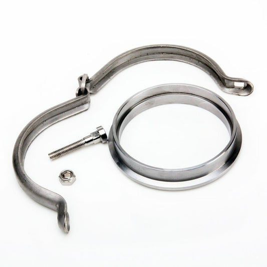 Kinugawa turbo dump pipe flange for TD05H, TD06SL2, TD06H turbine housing with 3-inch V-band outlet, durable and precision-made.