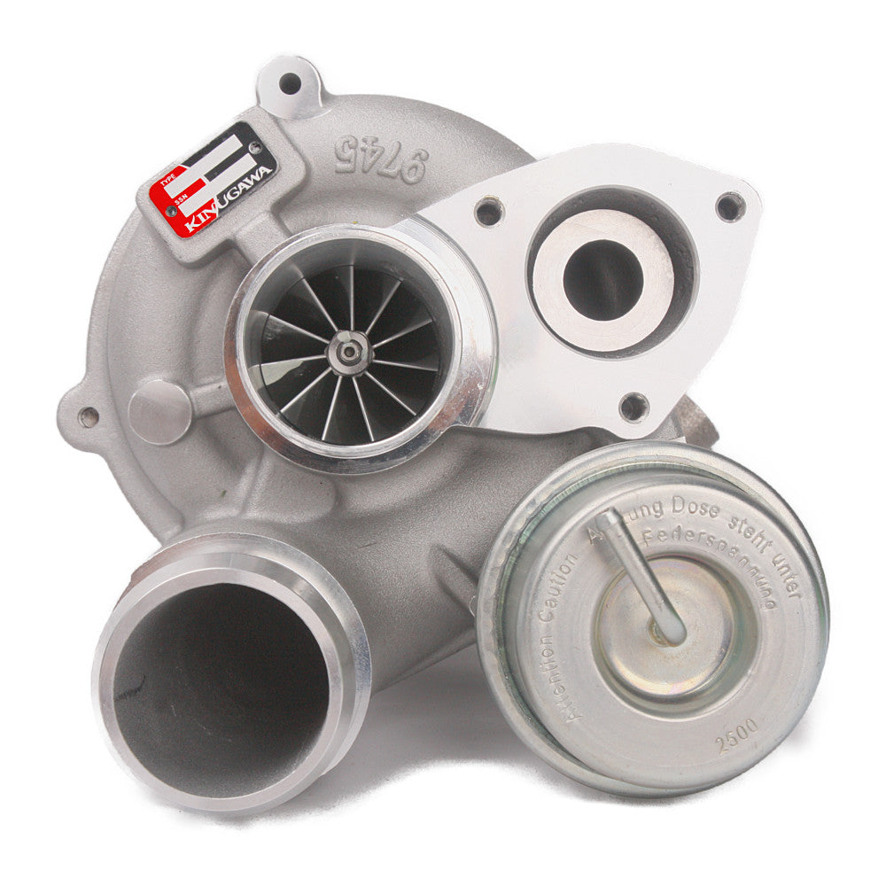 Kinugawa Turbo K04 upgrade for Mini Cooper S JCW R55 R56 R57, turbocharger vacuum component with detailed fittings and branding.