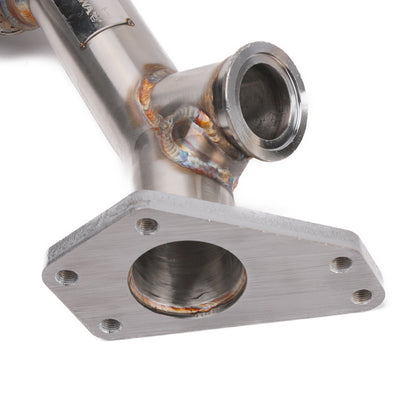 Kinugawa Turbo Power Driven Subaru EWG Up Pipe and Dump Tube, 38mm, metal manifold with welded connections and branding markings.