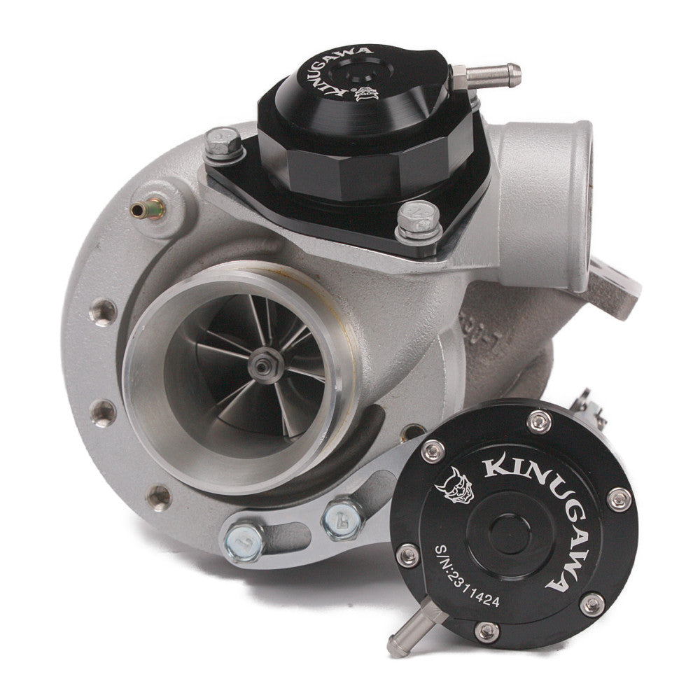 Kinugawa Turbo TD04L 19T 20T turbocharger for Mazda Mazdaspeed MX-5 Miata 1.8T, showing the turbo unit with inlet and outlet ports.