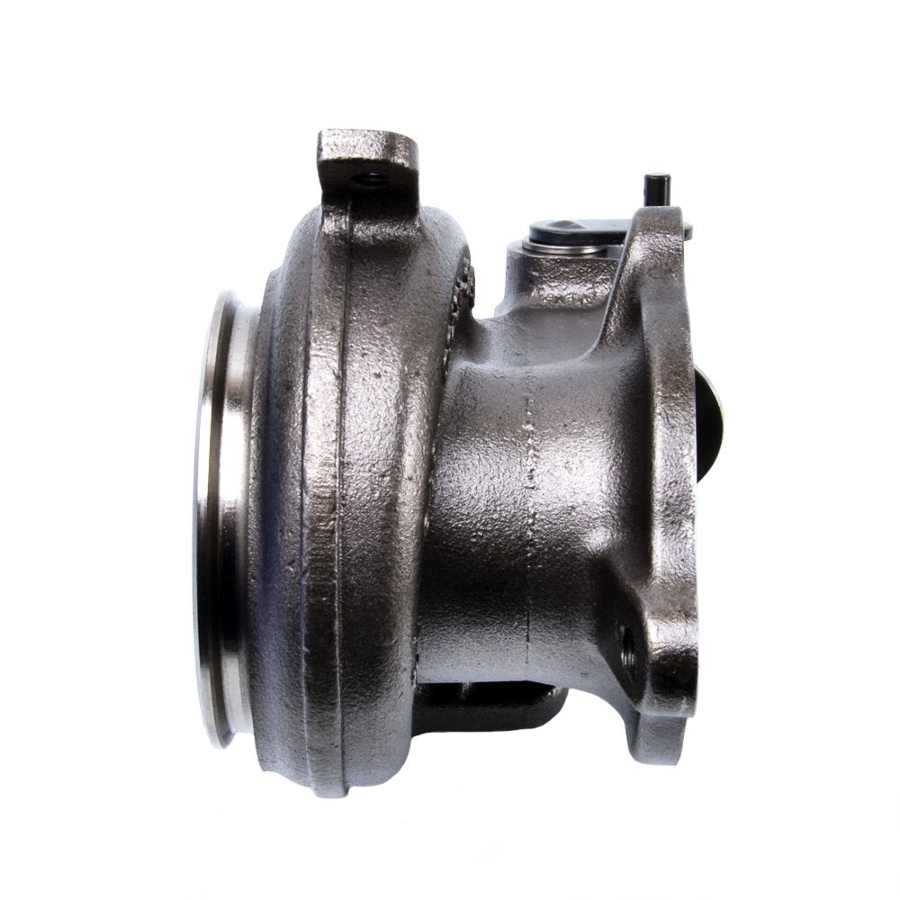 Kinugawa turbo TD05H TD06SL2 turbine housing for Mitsubishi EVO 1-3, 7cm and 8cm A/R, showing the metal housing with inlet outlet