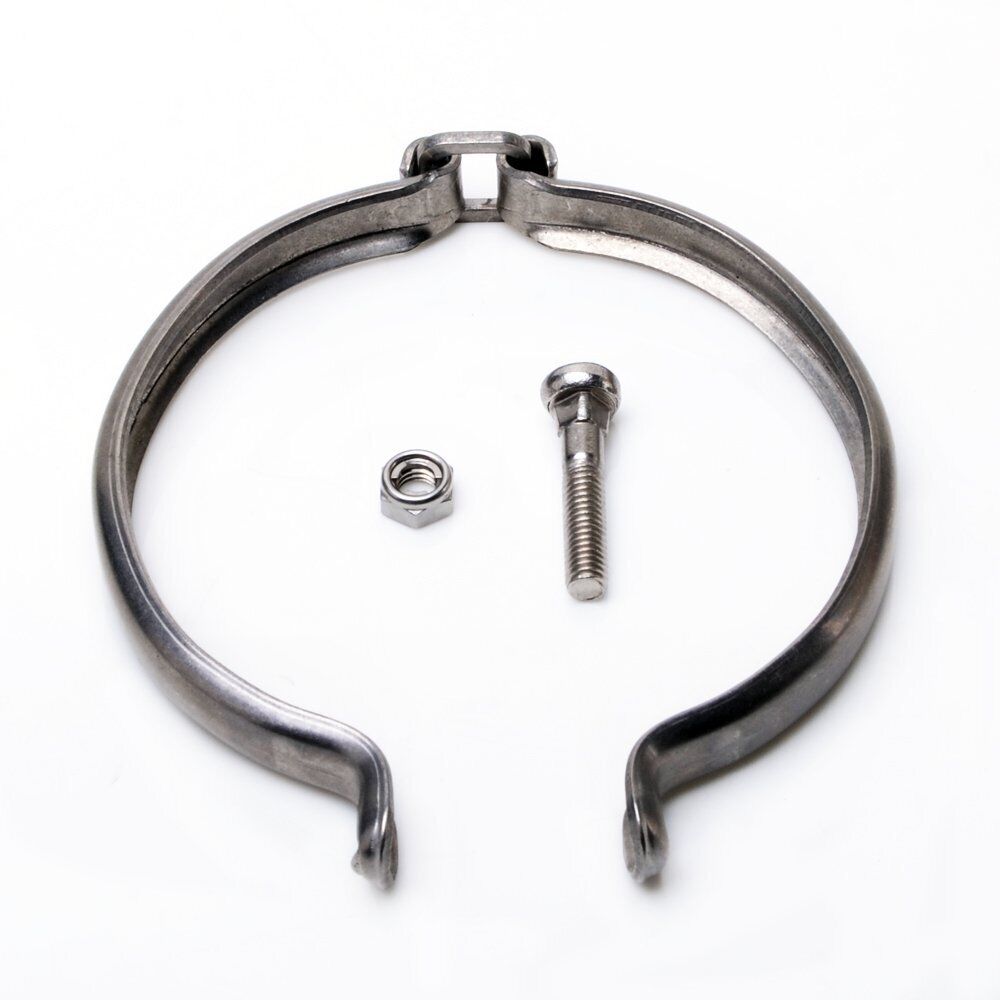 Kinugawa turbo turbine V-Clamp 90.8mm stud for Mitsubishi TD05, TD06, IHI RHF5 turbochargers, metallic, precision-machined.