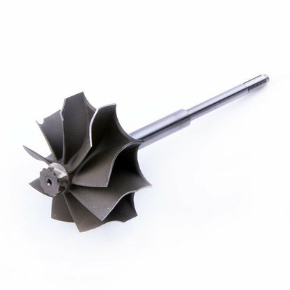 Kinugawa Turbo STS 9-blades turbine wheel for TF035HL, TD04L, TD04HL, TD05H, TD06SL2, and TD06H turbochargers.