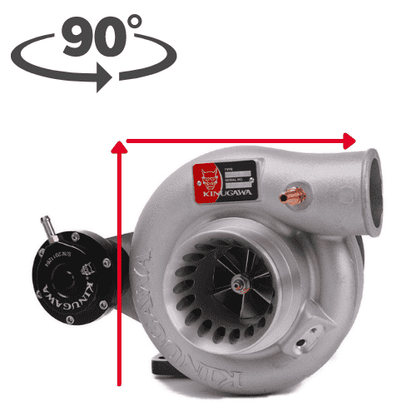 Kinugawa Turbo 3" Anti-Surge TD05H-18G V-Band turbocharger for Nissan Patrol TD42, top mount oil-cooled, 90-degree design.