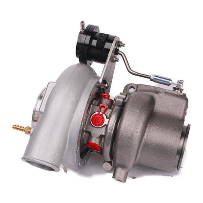 Kinugawa Turbo 3" Anti-Surge TD05H-18G V-Band for Nissan Patrol TD42, top mount, oil-cooled, 90-degree turbocharger.