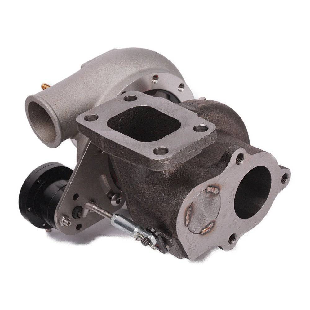 Kinugawa Turbo 3" TD05H-18G DTS 3-bolt turbocharger for Nissan Patrol TD42 with low-mount oil cooling system.
