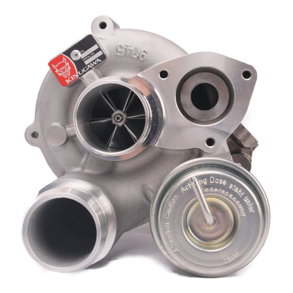 Kinugawa Turbo K04 vacuum upgrade for Mini Cooper S JCW R55 R56 R57, showing the turbocharger with hoses and fittings.
