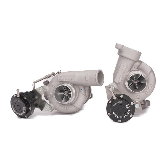 Kinugawa TD04-15T turbocharger for Mitsubishi 6G72T 3000GT VR4 Dodge Stealth, showing the compact, high-performance turbo unit.