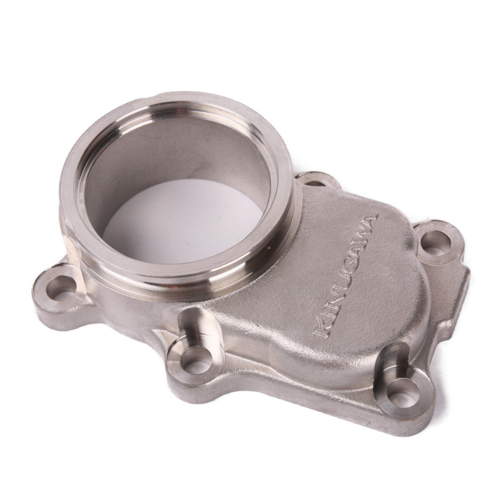 Kinugawa Turbo V-band Dump Pipe Flange for Nissan RB20DET and RB25DET factory turbine housing, actuator component.