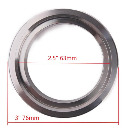 Kinugawa Turbo V-band dump pipe flange for Nissan RB20DET and RB25DET factory turbine housing, used for turbocharger upgrades.
